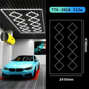Hexagon (TTK-2018) 512w Tuning Atölye LED aydınlatma tavan ve duvar için. Araç bakım ışıkları, garaj detaylandırma aydınlatma çözümleri 01
