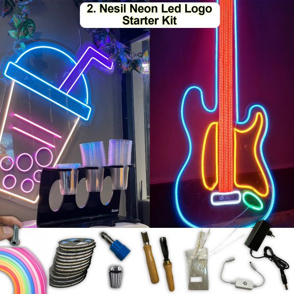 2. Nesil Neon LED Logo Başlangıç Seti - 5 Metre, 12V, Farklı Renk Seçenekleri, İç Mekan Kullanımına Uygun 01