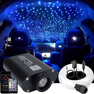 Siyah tekli araç içi yıldız tavani Modül cihaz projektör 500x fiber 16W 64 Renk RGB 4m uzaktan kumandali Bluetooth Remote Adaptör dahil 11
