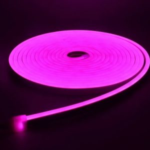 Neon LED şerit 5metre (Pembe) LED zincir bandı hortum esnek dekoratif aydınlatma ışık 12V 10W (1. Gen.) 01
