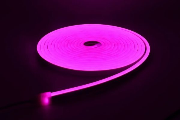 Neon LED şerit 5metre (Pembe) LED zincir bandı hortum esnek dekoratif aydınlatma ışık 12V 10W (1. Gen.) 01